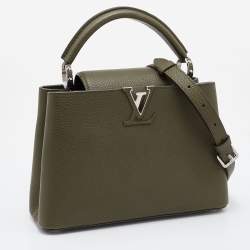 Pre Owned Louis Vuitton Green Taurillon Leather Capucines BB Bag