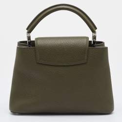 Pre Owned Louis Vuitton Green Taurillon Leather Capucines BB Bag