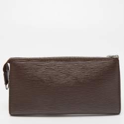 Pre Owned Louis Vuitton Moka Epi Leather Pochette Accessories