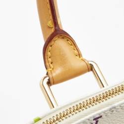 Pre Owned Louis Vuitton White Multicolor Monogram Canvas Alma PM Bag