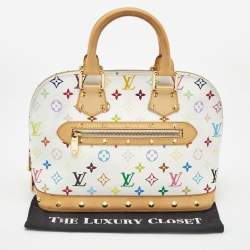 Pre Owned Louis Vuitton White Multicolor Monogram Canvas Alma PM Bag