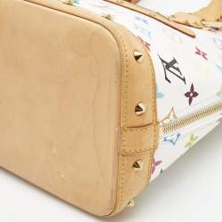 Pre Owned Louis Vuitton White Multicolor Monogram Canvas Alma PM Bag