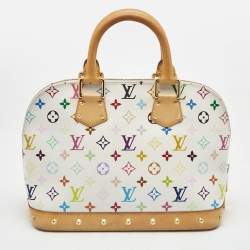 Pre Owned Louis Vuitton White Multicolor Monogram Canvas Alma PM Bag