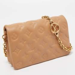 Pre Owned Louis Vuitton Camel Monogram Leather Coussin Pochette Bag