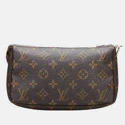 Pre Owned Louis Vuitton Brown Canvas Monogram Pochette Accessoires Long Strap bag