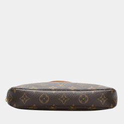 Pre Owned Louis Vuitton Brown Canvas Monogram Pochette Accessoires Long Strap bag
