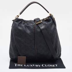 Pre Owned Louis Vuitton Black Monogram Mahina Leather Selene MM Bag