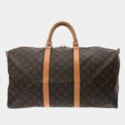 Pre Owned Louis Vuitton Brown Monogram Canvas Keepall Bandouliere 55 Duffel Bag