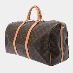 Pre Owned Louis Vuitton Brown Monogram Canvas Keepall Bandouliere 55 Duffel Bag