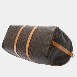 Pre Owned Louis Vuitton Brown Monogram Canvas Keepall Bandouliere 55 Duffel Bag