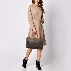 Pre Owned Louis Vuitton Brown Monogram Canvas Speedy 30 Top Handle Bag