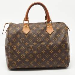 Pre Owned Louis Vuitton Brown Monogram Canvas Speedy 30 Top Handle Bag