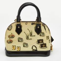 Pre Owned Louis Vuitton Black Monogram Vernis Stickers Alma BB Bag