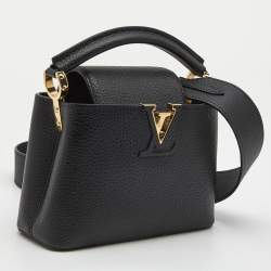Pre Owned Louis Vuitton Black Leather Capucines Mini Bag
