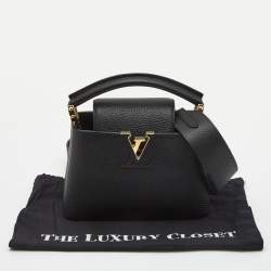 Pre Owned Louis Vuitton Black Leather Capucines Mini Bag