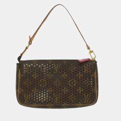Pre Owned Louis Vuitton Brown Monogram Perforated Canvas Pochette Accessories Shoulder Bag