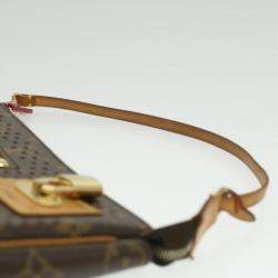 Pre Owned Louis Vuitton Brown Monogram Perforated Canvas Pochette Accessories Shoulder Bag