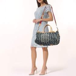 Louis Vuitton Limited Edition Denim Monogram Porte Epaule Raye MM Bag -  Yoogi's Closet