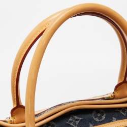 Pre Owned Louis Vuitton Blue Monogram Denim Limited Edition Porte Epaule Raye GM Bag