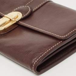Louis Vuitton Brown Leather Pushlock Flap Continental Wallet