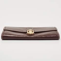 Louis Vuitton Brown Leather Pushlock Flap Continental Wallet