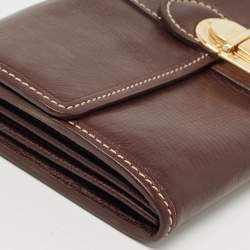 Louis Vuitton Brown Leather Pushlock Flap Continental Wallet