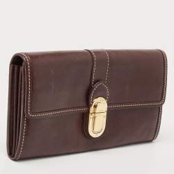 Louis Vuitton Brown Leather Pushlock Flap Continental Wallet