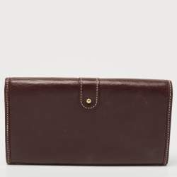 Louis Vuitton Brown Leather Pushlock Flap Continental Wallet