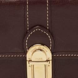 Louis Vuitton Brown Leather Pushlock Flap Continental Wallet