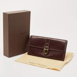 Louis Vuitton Brown Leather Pushlock Flap Continental Wallet