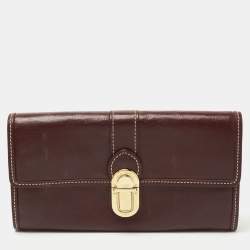 Louis Vuitton Brown Leather Pushlock Flap Continental Wallet