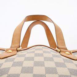 Pre Owned Louis Vuitton White Damier Azur Canvas Hamstead PM Bag