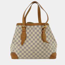 Pre Owned Louis Vuitton Damier Azur Hampstead MM Tote Bag N51206 LV Auth 32309