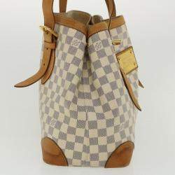 Pre Owned Louis Vuitton Damier Azur Hampstead MM Tote Bag N51206 LV Auth 32309