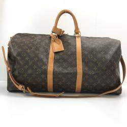 Pre Owned Louis Vuitton Brown Canvas Monogram Keepall Bandouliere 55 Duffel Bag