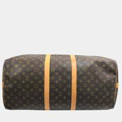 Pre Owned Louis Vuitton Brown Canvas Monogram Keepall Bandouliere 55 Duffel Bag