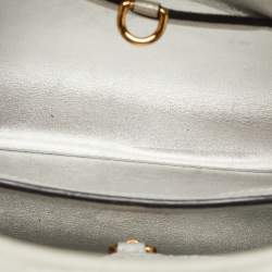 Pre Owned Louis Vuitton Silver Iridescent Leather Capucines BB Bag