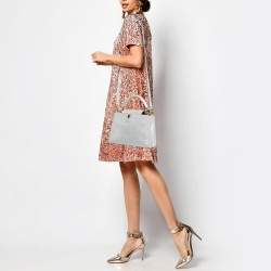 Pre Owned Louis Vuitton Silver Iridescent Leather Capucines BB Bag