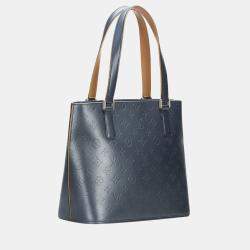 Pre Owned Louis Vuitton Blue Monogram Mat Stockton Tote Bag