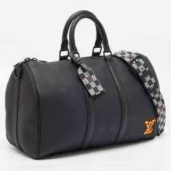 Pre Owned Louis Vuitton Black Damier Distorted Leather Keepall Bandouliere 40 Bag