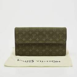 Louis Vuitton Khaki Green Mini Lin Canvas Porte Tresor International Wallet 