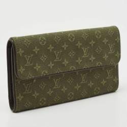 Louis Vuitton Khaki Green Mini Lin Canvas Porte Tresor International Wallet 