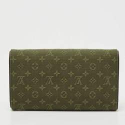 Louis Vuitton Khaki Green Mini Lin Canvas Porte Tresor International Wallet 