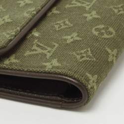 Louis Vuitton Khaki Green Mini Lin Canvas Porte Tresor International Wallet 