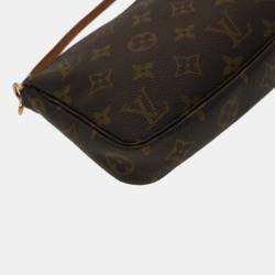 Pre Owned Louis Vuitton Brown Monogram Canvas Pochette Accessoires Clutch Bag