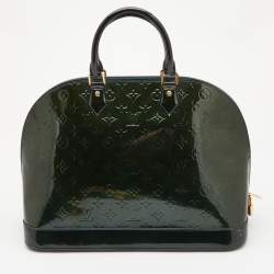 Pre Owned Louis Vuitton Bleu Nuit Monogram Vernis Alma GM Bag