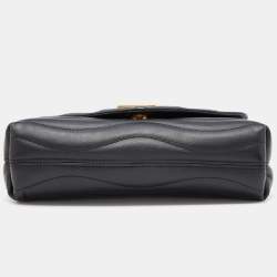 Pre Owned Louis Vuitton Black Leather New Wave Chain Bag