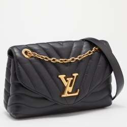 Pre Owned Louis Vuitton Black Leather New Wave Chain Bag