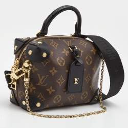 Pre Owned Louis Vuitton Black Coated Canvas and Leather Petite Malle Souple Bag