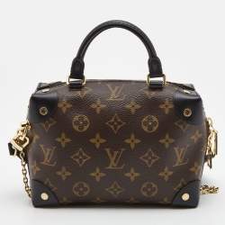 Pre Owned Louis Vuitton Black Coated Canvas and Leather Petite Malle Souple Bag